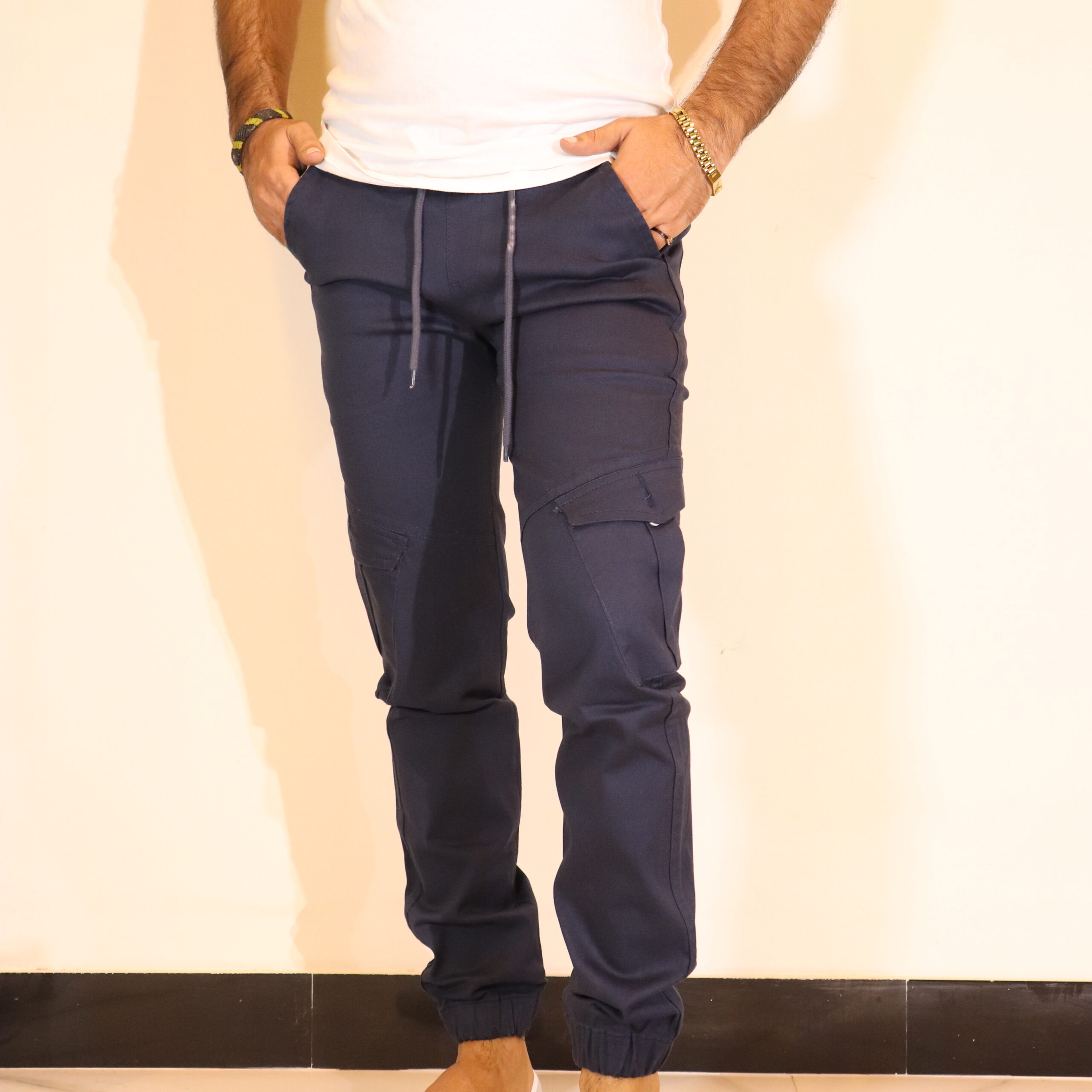 Cargo Trousers For Men 6 Pocket in Cotton Blue Color