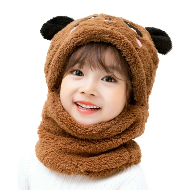 Kids | Beaine | Wool | Cap | With | Neck Warmer | Attached