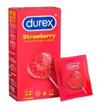 Durex Strawberry Flavoured Condoms With Dots 12 Pack